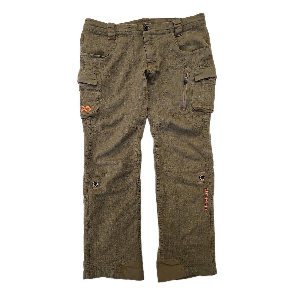 First Lite Obsidian Merino Wool Pants Mens Large Actual 34x29 Brown Dry Earth